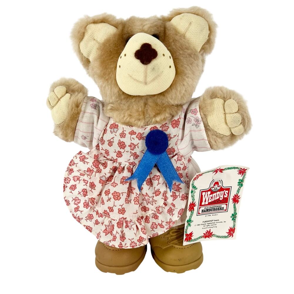 80s Wendy’s Furskins Blue Ribbon Hattie Bear 1980s Vintage